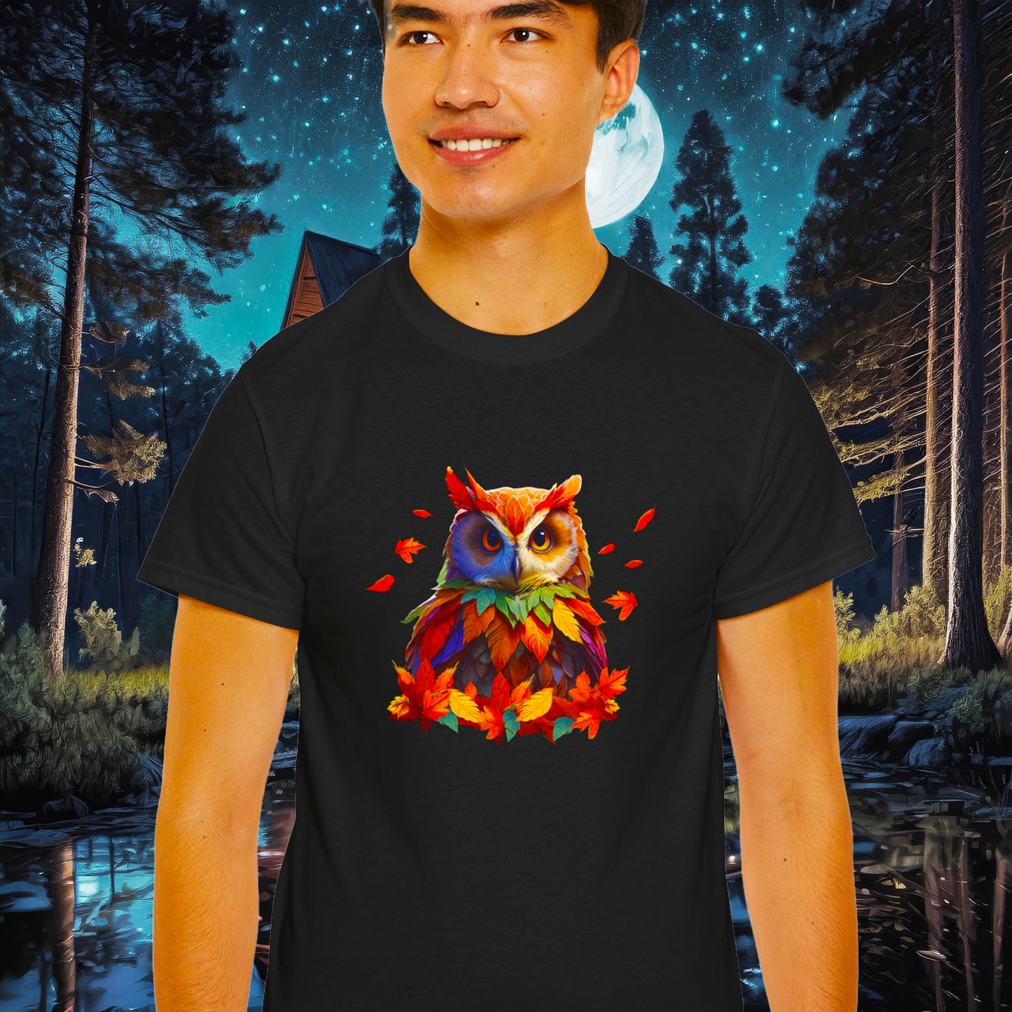 Unisex Autumn Owl Cotton Tee