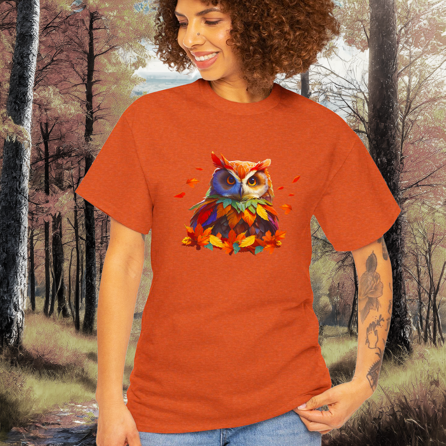 Unisex Autumn Owl Cotton Tee